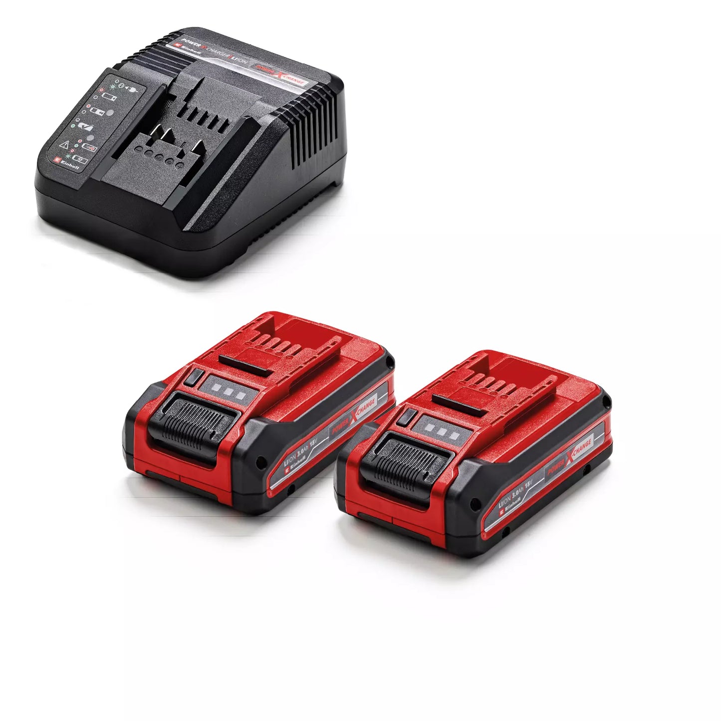 Set 18V Taladro + Martillo perforador + Amoladora + 2bat 3.0Ah + Cargador Einhell TE-TK 18/3 Li +2 (CD+AG+HD)