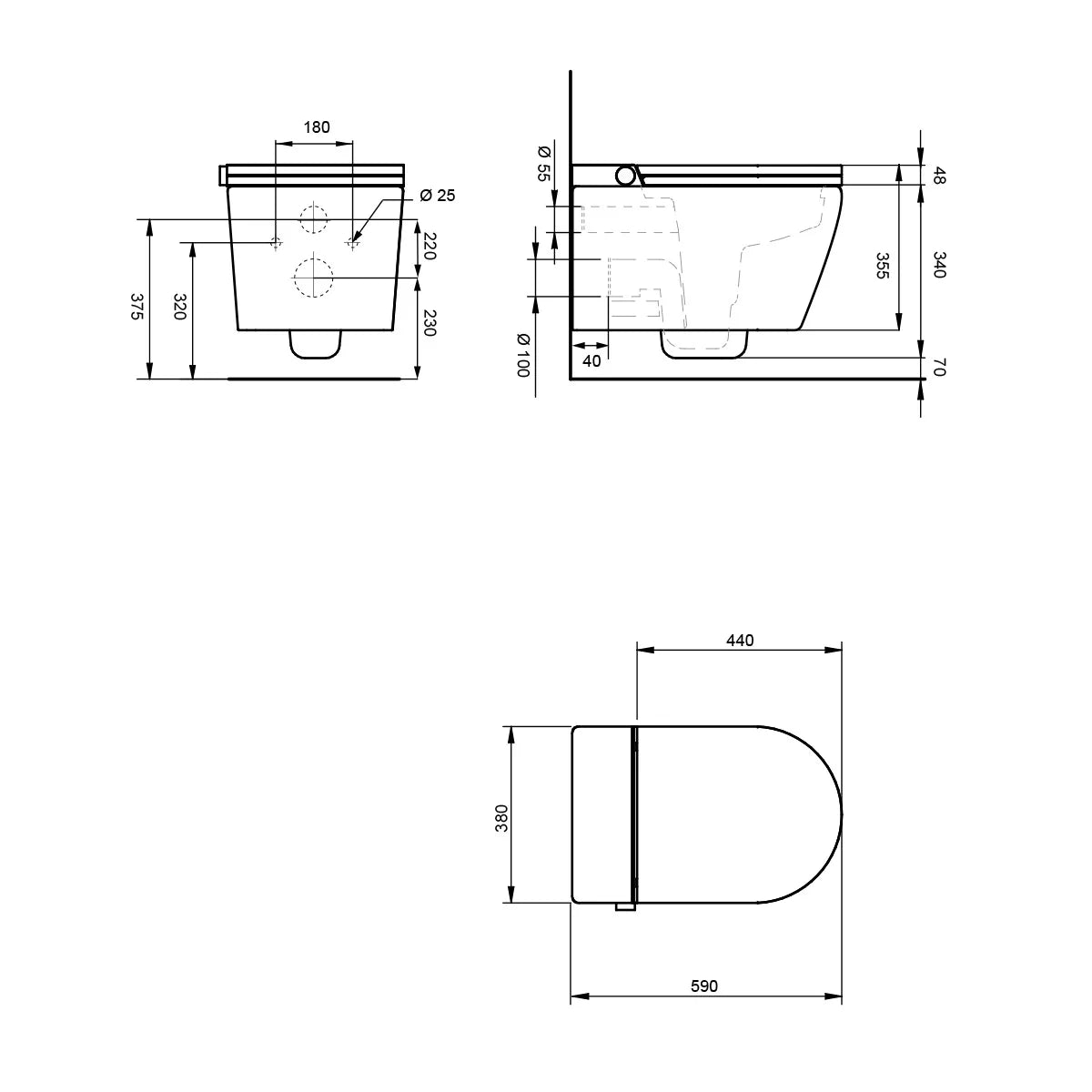 Mizubath Rada wall-hung White Japanese Toilet with Smart Cleaning