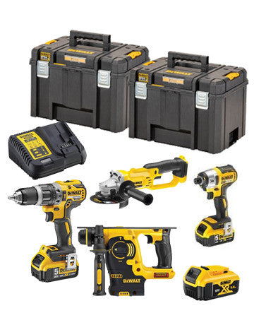 Dewalt DCK484P3T set - DCH253 + DCD796 + DCF887 + DCG412 + 3 bat 5.0Ah + charger + 2 briefcase