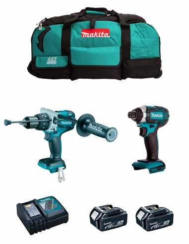 Kit Makita Taladro Percutor DHP486 + Atornillador de impacto DTD152Z + 2bat 5Ah + cargador + bolsa LXT600 DLX2488BL2