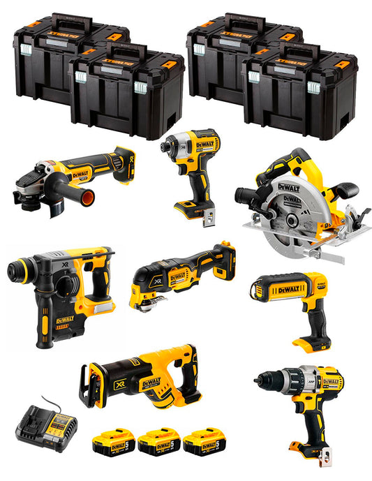 Dewalt Kit 8 tools + 3 bat 5ah + DCB1104 Charger + 4xTstak VI DCK869P3 