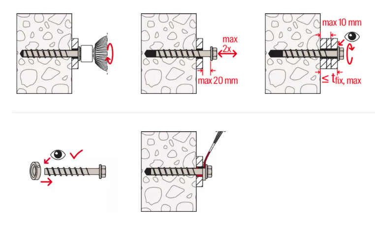 Caja 4 uds tornillo de hormigon UltraCut FBS II 10 x 70 15/5/- US Fischer FISCHER - 11