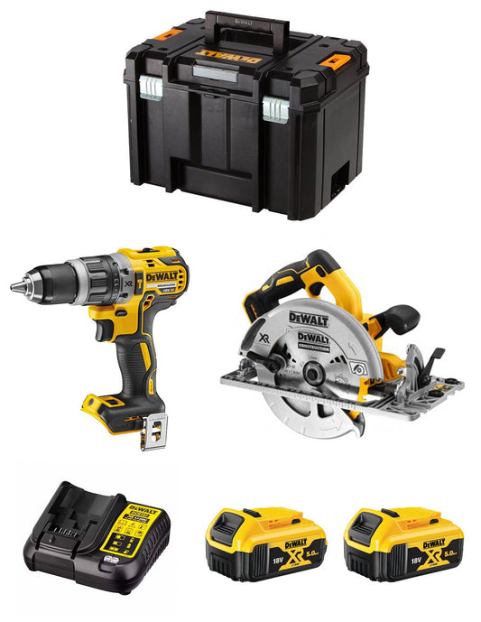 Dewalt Kit DCD996 Hammer Drill + DCS572 Circular Saw + 2bat 5Ah + charger + TSTAK VI DCK296P2