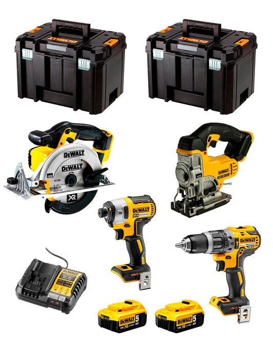 Dewalt Kit 4 tools + 2bat 5Ah + Charger + 2xTSTAK VI DCK491P2