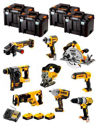 Dewalt Kit 9 tools + 3 bat 5ah + Charger DCB1104 + 4xTstak VI DCK970P3 