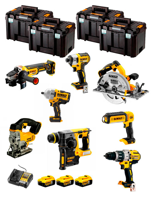 Dewalt Kit 8 tools + 3 bat 5ah + DCB1104 Charger + 4xTstak VI Kit DCK834P3 