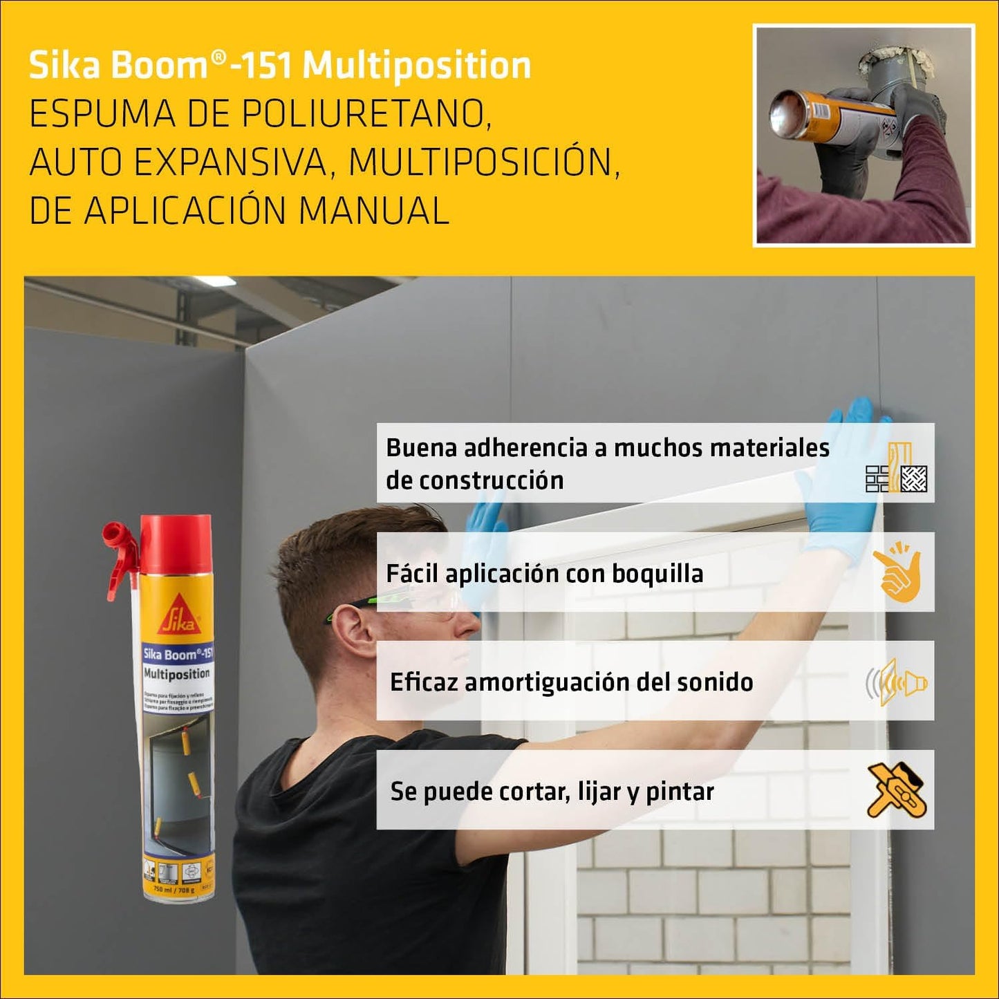 Polyurethane foam 750ml Sika Boom-151 Multiposition