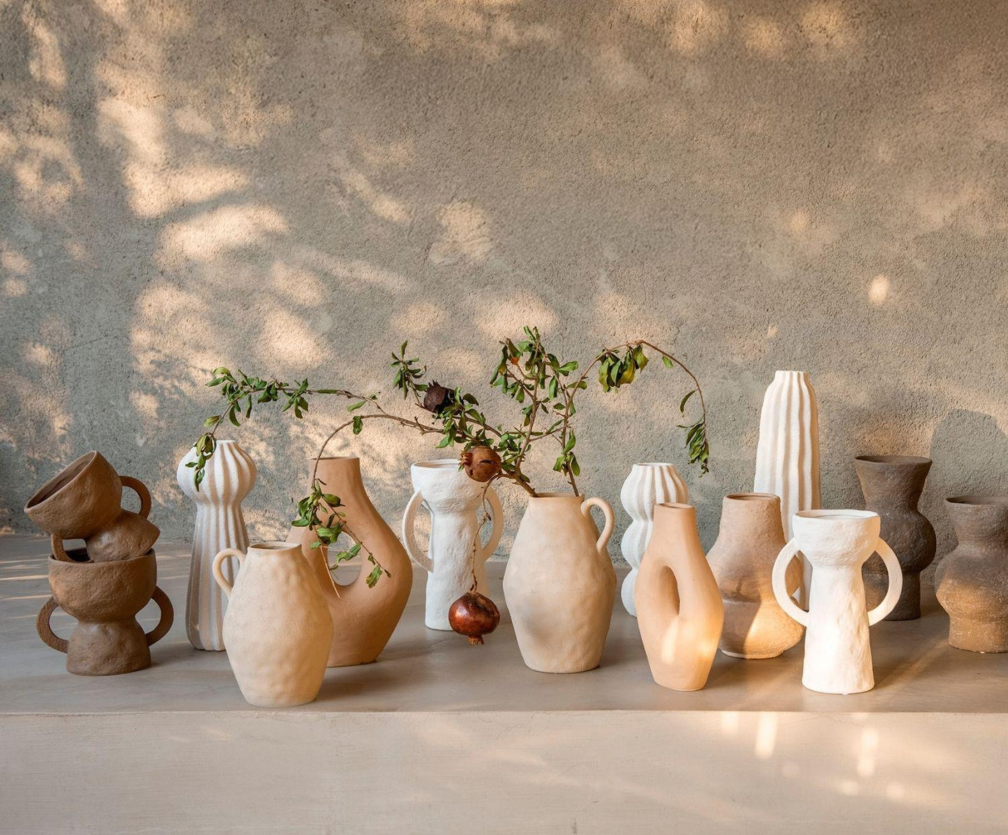 Jarrón beige de gres Masaka 30cm Andrea House