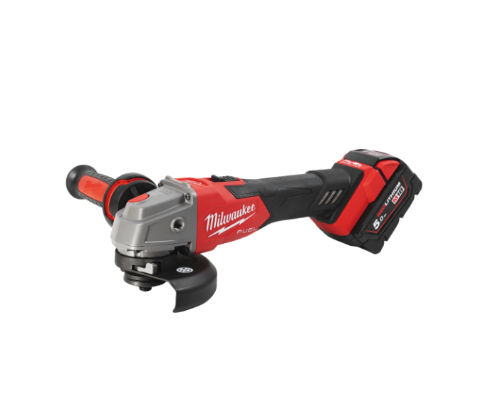 M18 125 mm angle grinder with brake and paddle switch + 2 × 5 Ah batteries + charger + Milwaukee case, M18 FSAG125XB-502X