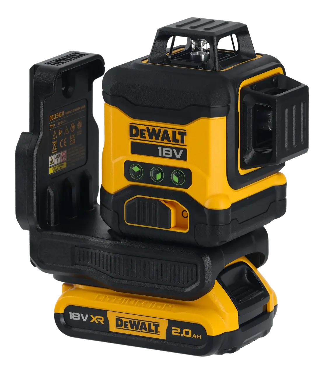 Kit Nivel láser VERDE de 3 líneas 360° XR 18V + Taladro Percutor XR 18V + 2bat 2Ah + Cargador + Maletín Dewalt DCLE34031N