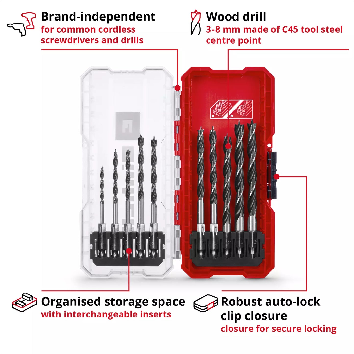 S-CASE LS 10-piece wood drill bit set Einhell 49108733