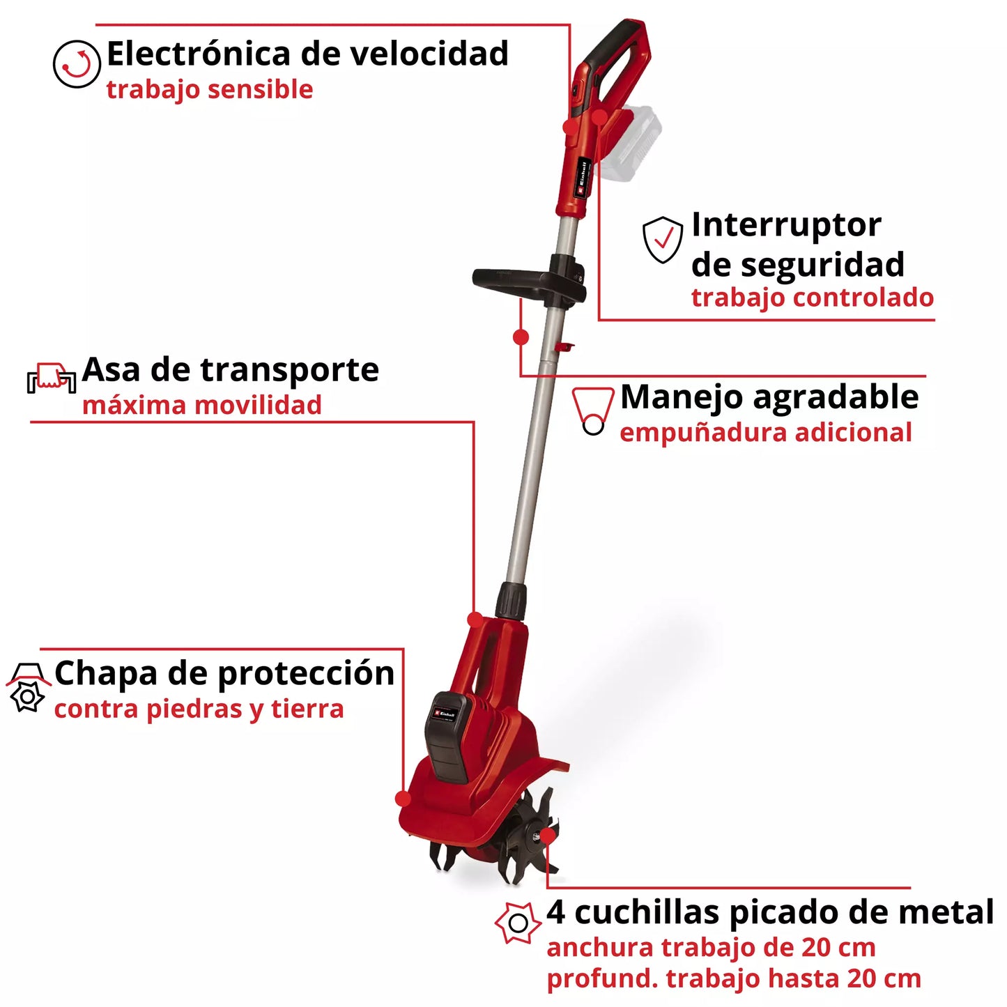 Arador de tierra a batería 18V GE-CR 18/20 Li E - Solo Einhell