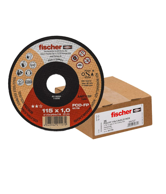 Box of 25 units FCD-FP cutting disc 115x1x22.23 Plus Fischer