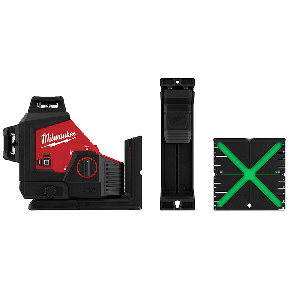 Nivel láser de 3 lineas Verde M12 Batería + Cargador + Maletin Milwaukee M123PL-401C