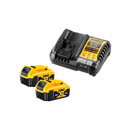 Set of 2 XR LI-ION 5 AH track batteries and Dewalt DCB1104P2 charger